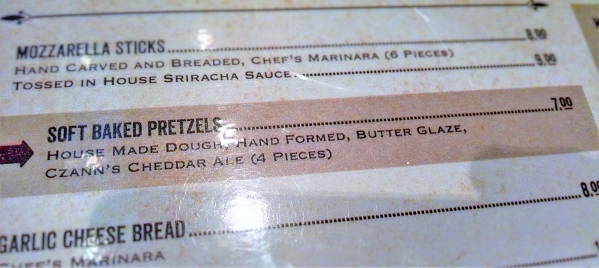 pretzel menu close up